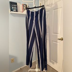 Arolina Navy Blue Pinstriped Bellbottom Dress Pants Size L